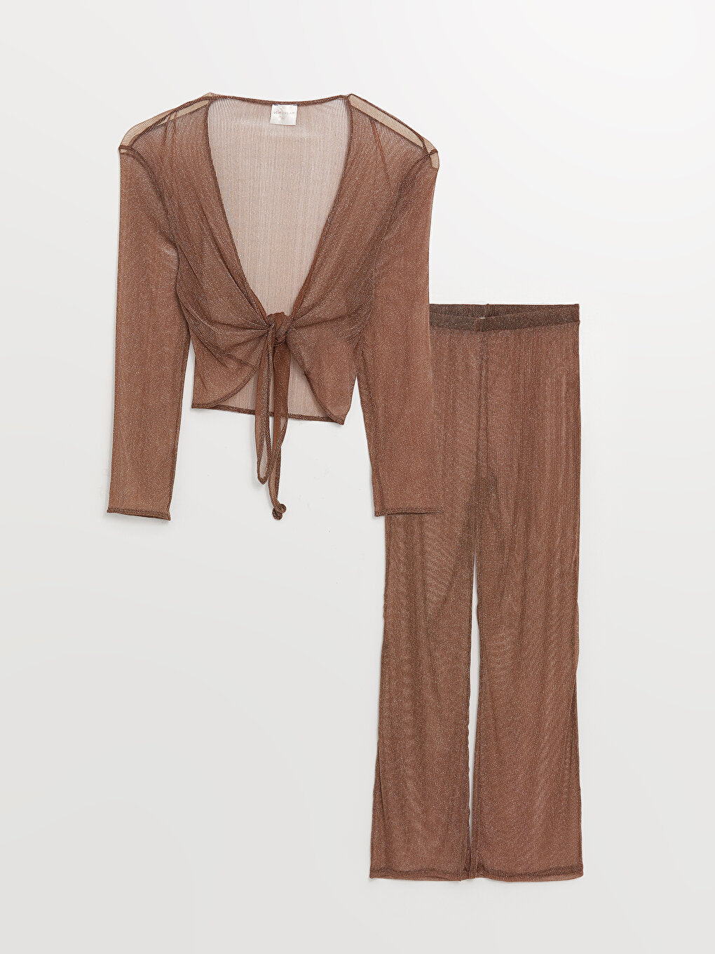 Shawl Collar Plain Long Sleeve Women's Kimono and Trouser Set