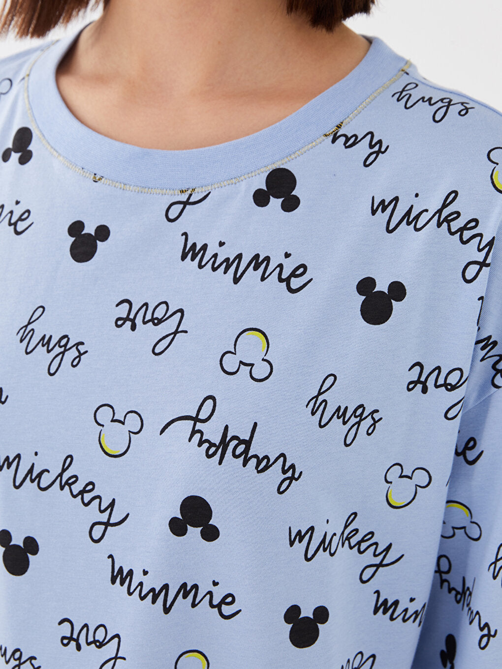 Crew Neck Mickey Mouse Printed Short Sleeve Women's Nightgown