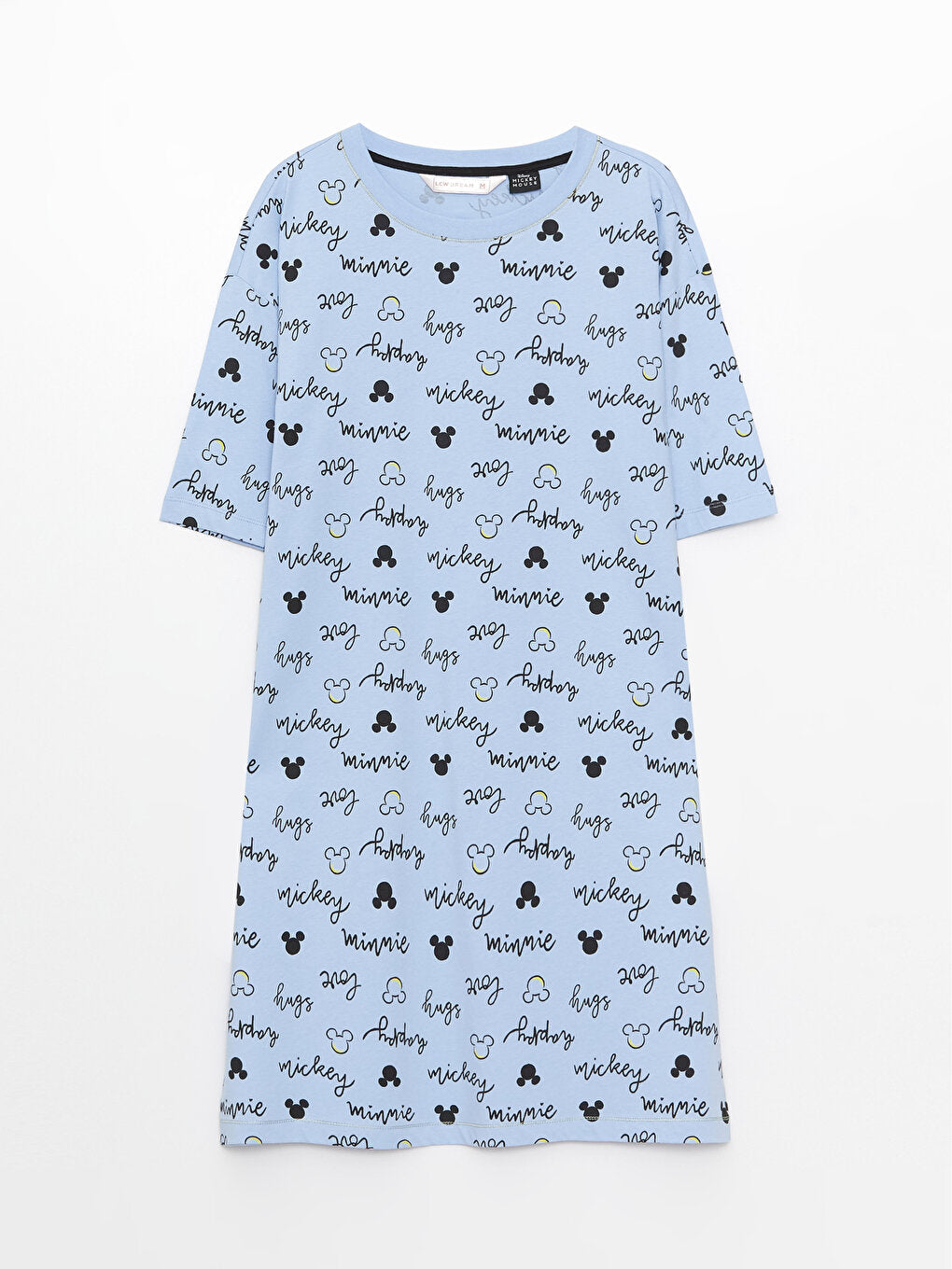 Crew Neck Mickey Mouse Printed Short Sleeve Women's Nightgown