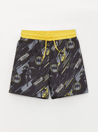 Crew Neck Batman Printed Boy's Undershirt and Swim Shorts