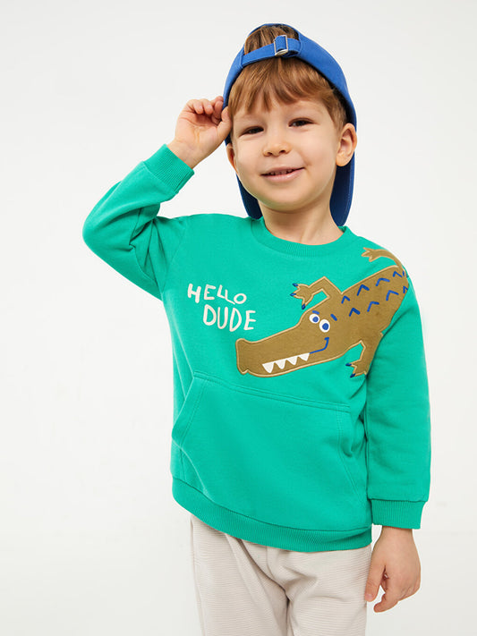 Crew Neck Long Sleeve Printed Baby Boy Sweatshirt