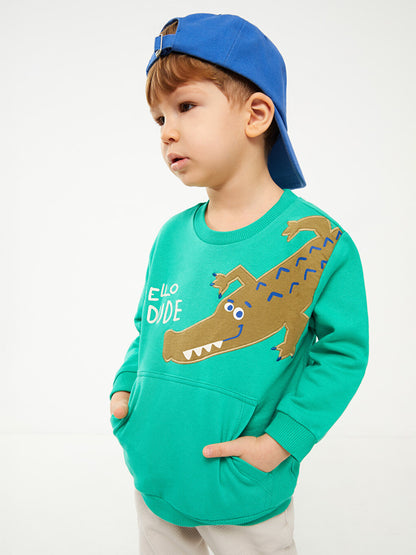 Crew Neck Long Sleeve Printed Baby Boy Sweatshirt