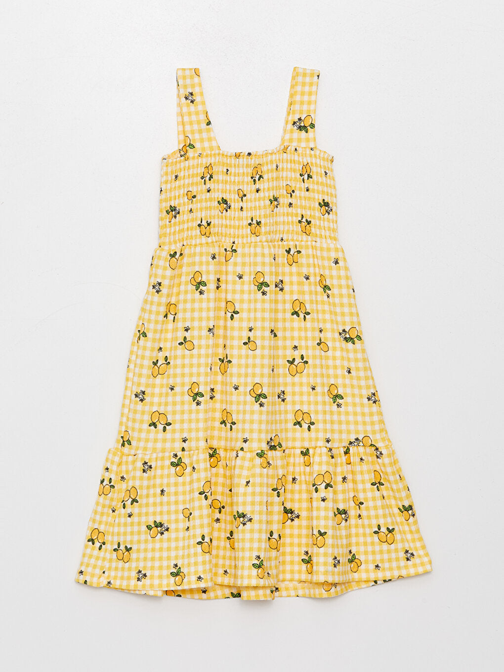 Square Neck Patterned Girl's Dress