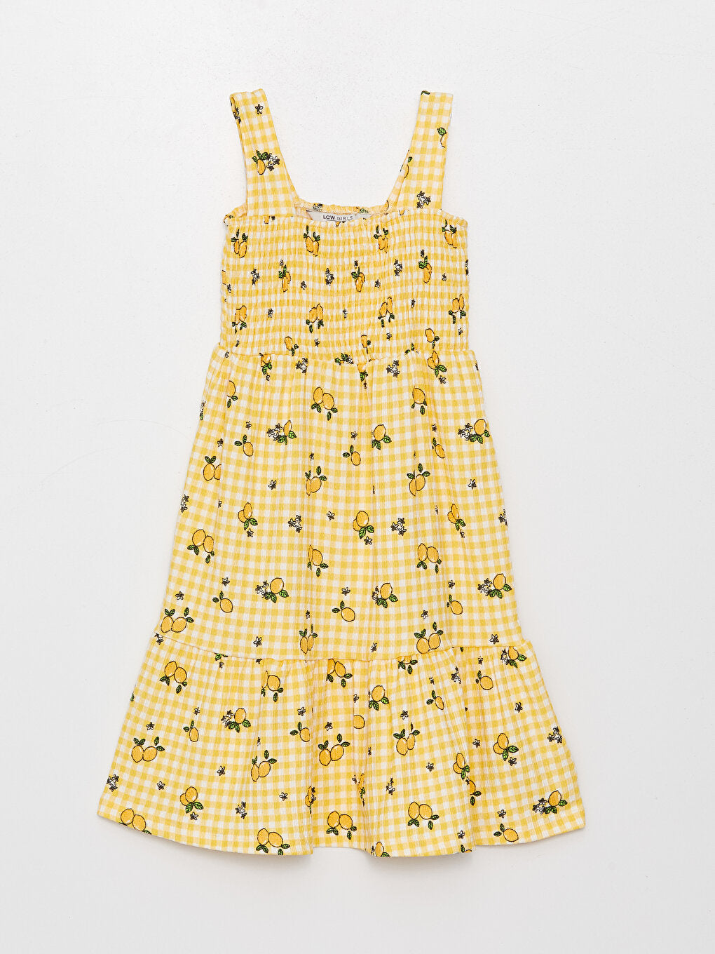 Square Neck Patterned Girl's Dress