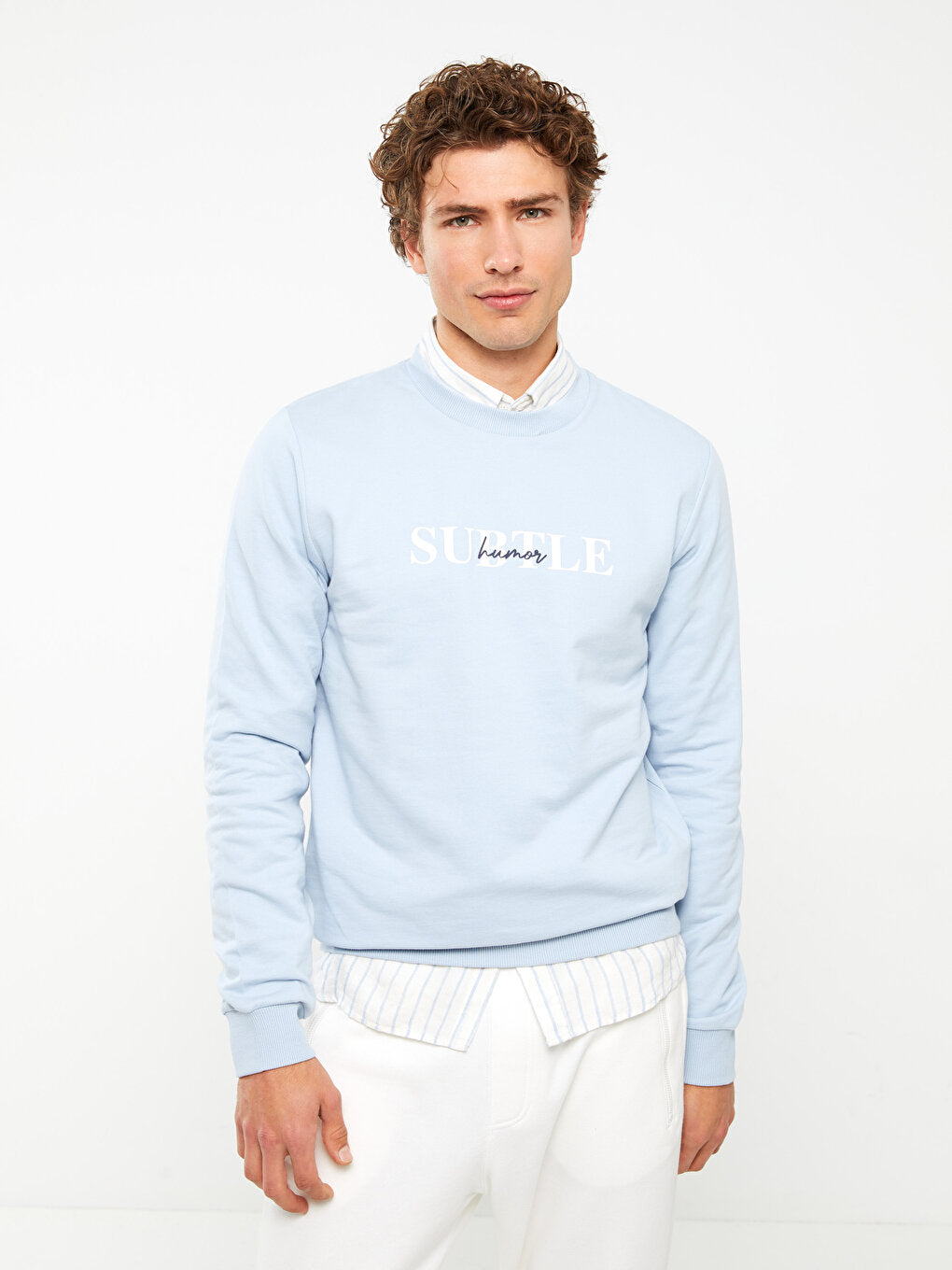 Crew Neck Long Sleeve Printed Men's Sweatshirt