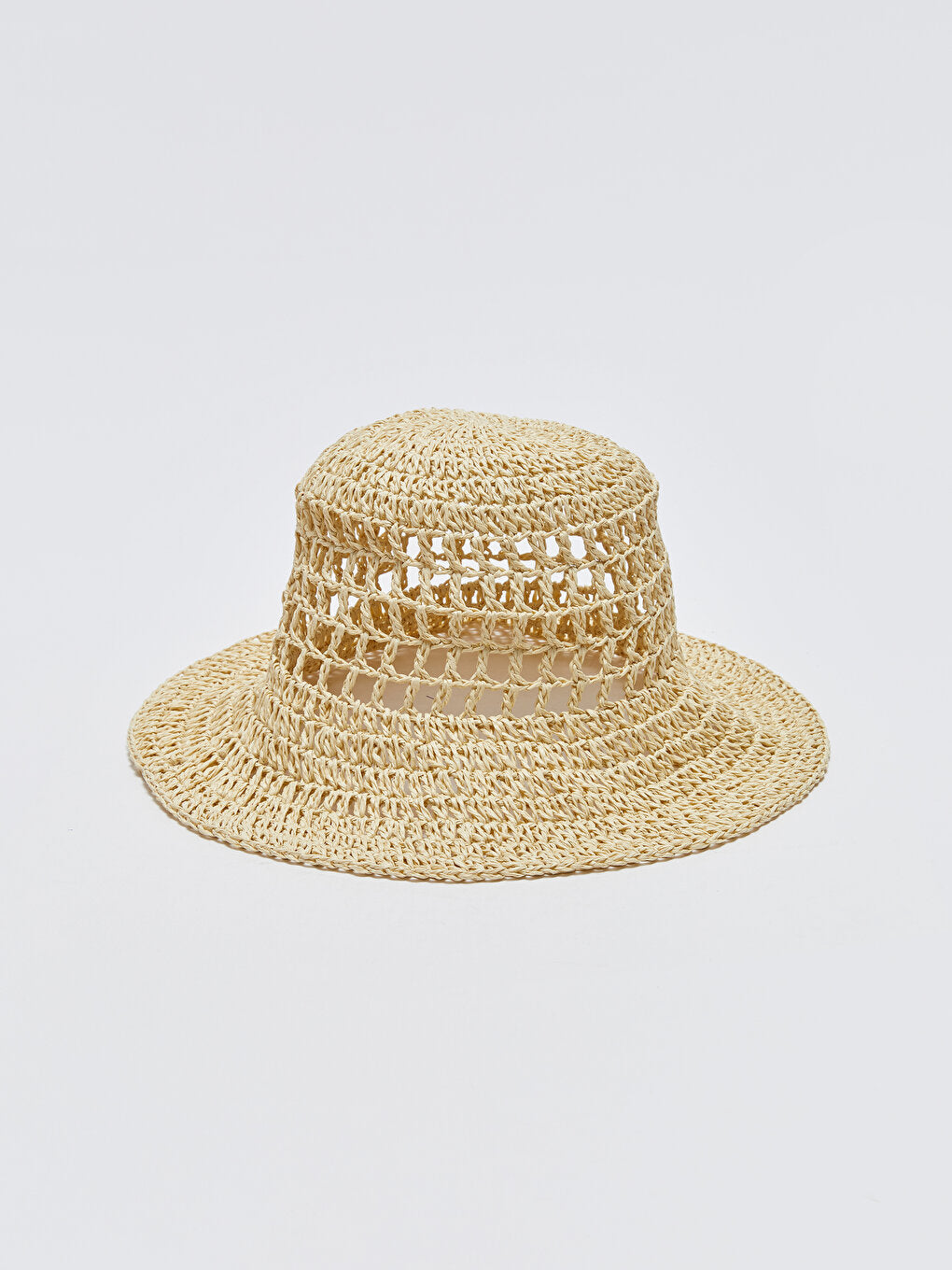 Women's Straw Bucket Hat with Hole Detail