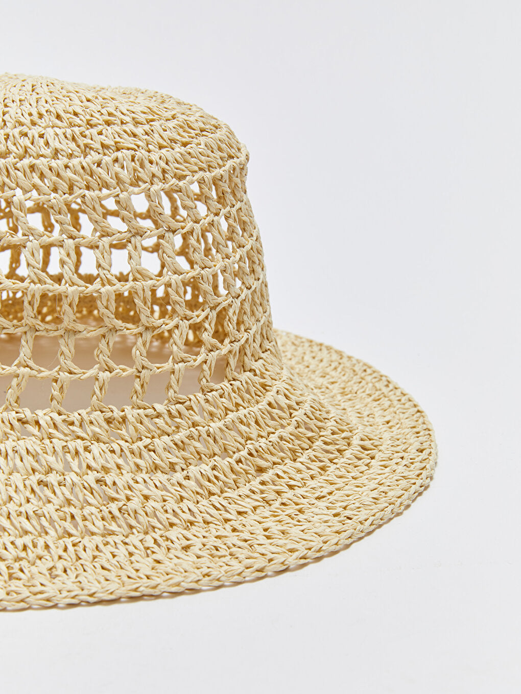 Women's Straw Bucket Hat with Hole Detail