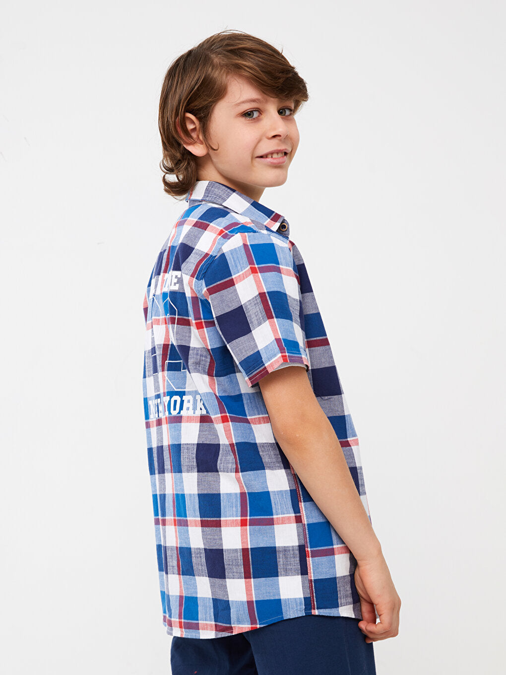 Plaid Short Sleeve Boy Shirt