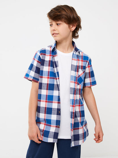 Plaid Short Sleeve Boy Shirt