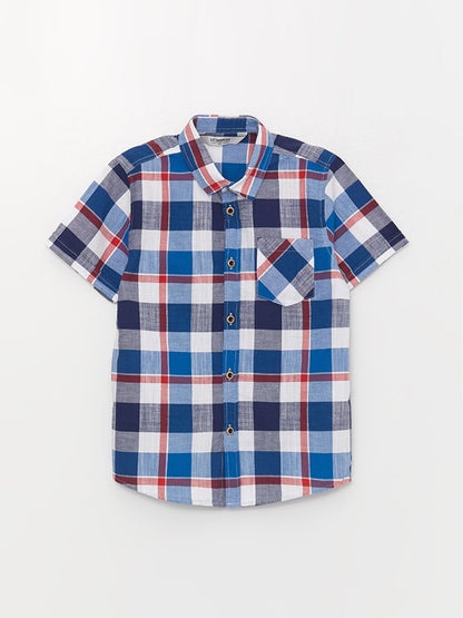 Plaid Short Sleeve Boy Shirt