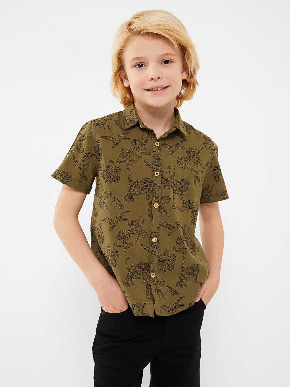 Patterned Short Sleeve Boy's Shirt