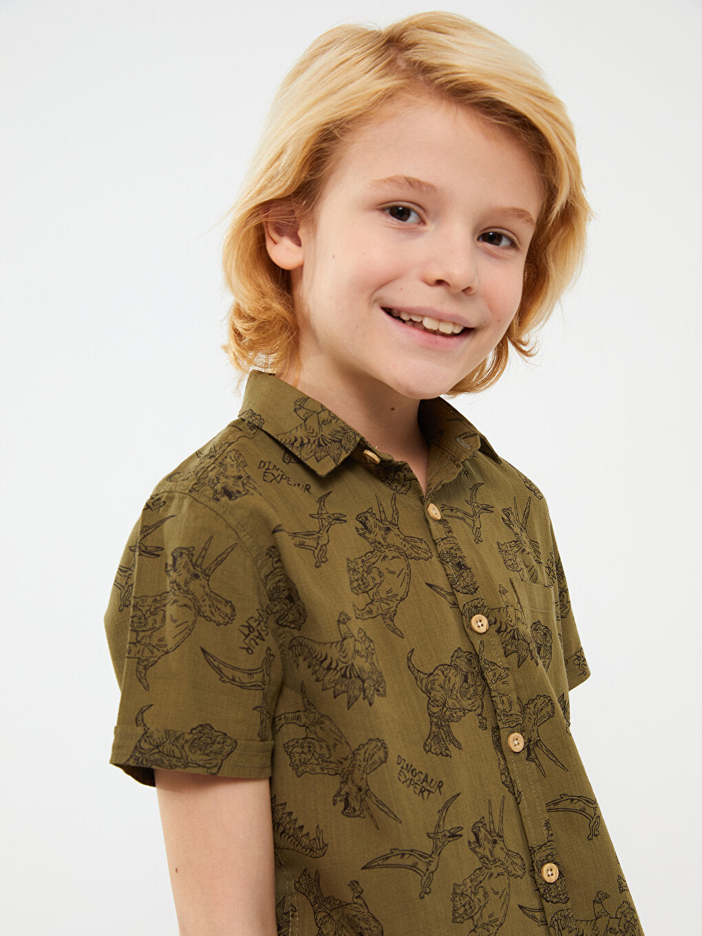 Patterned Short Sleeve Boy's Shirt