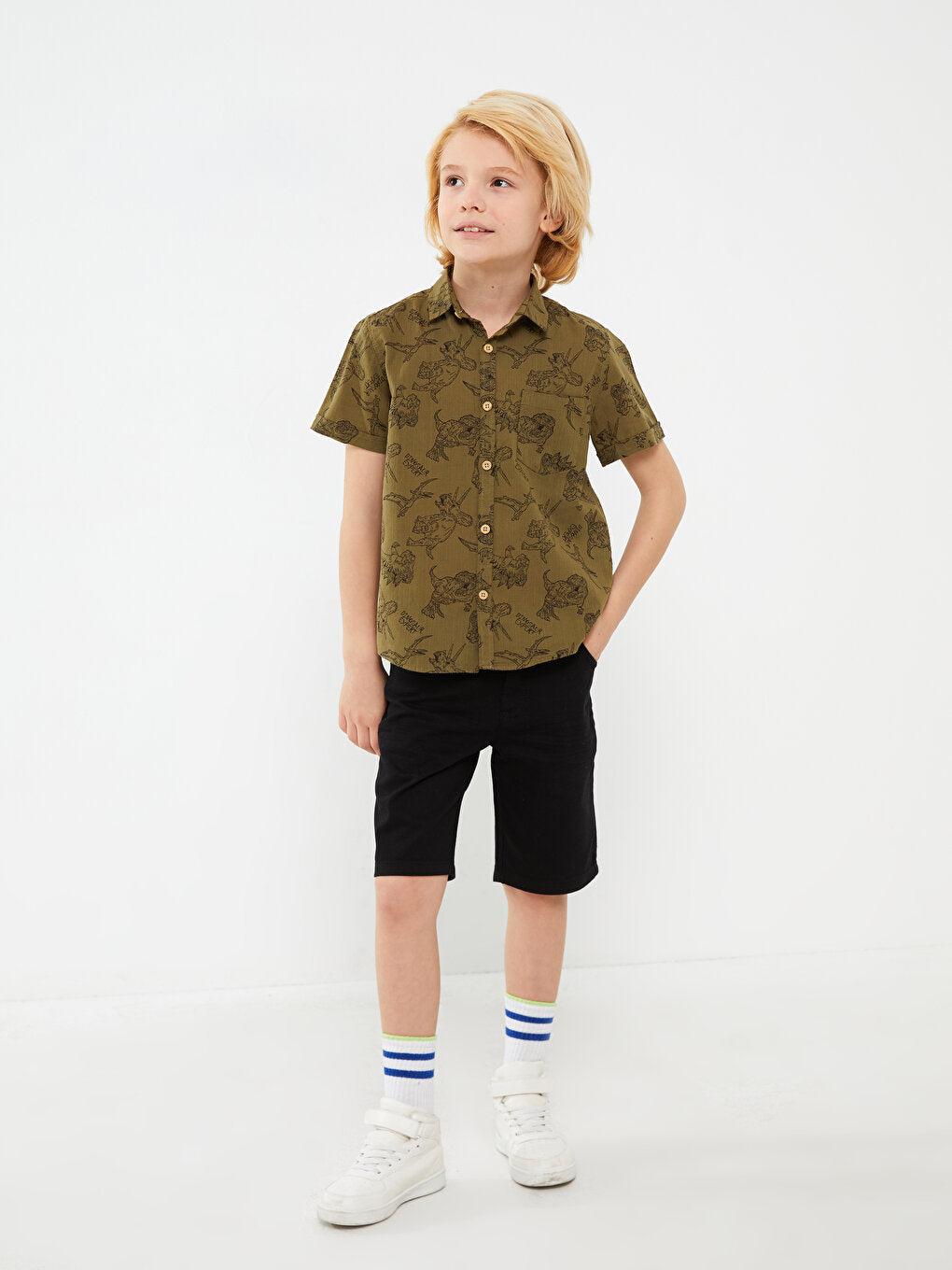 Patterned Short Sleeve Boy's Shirt