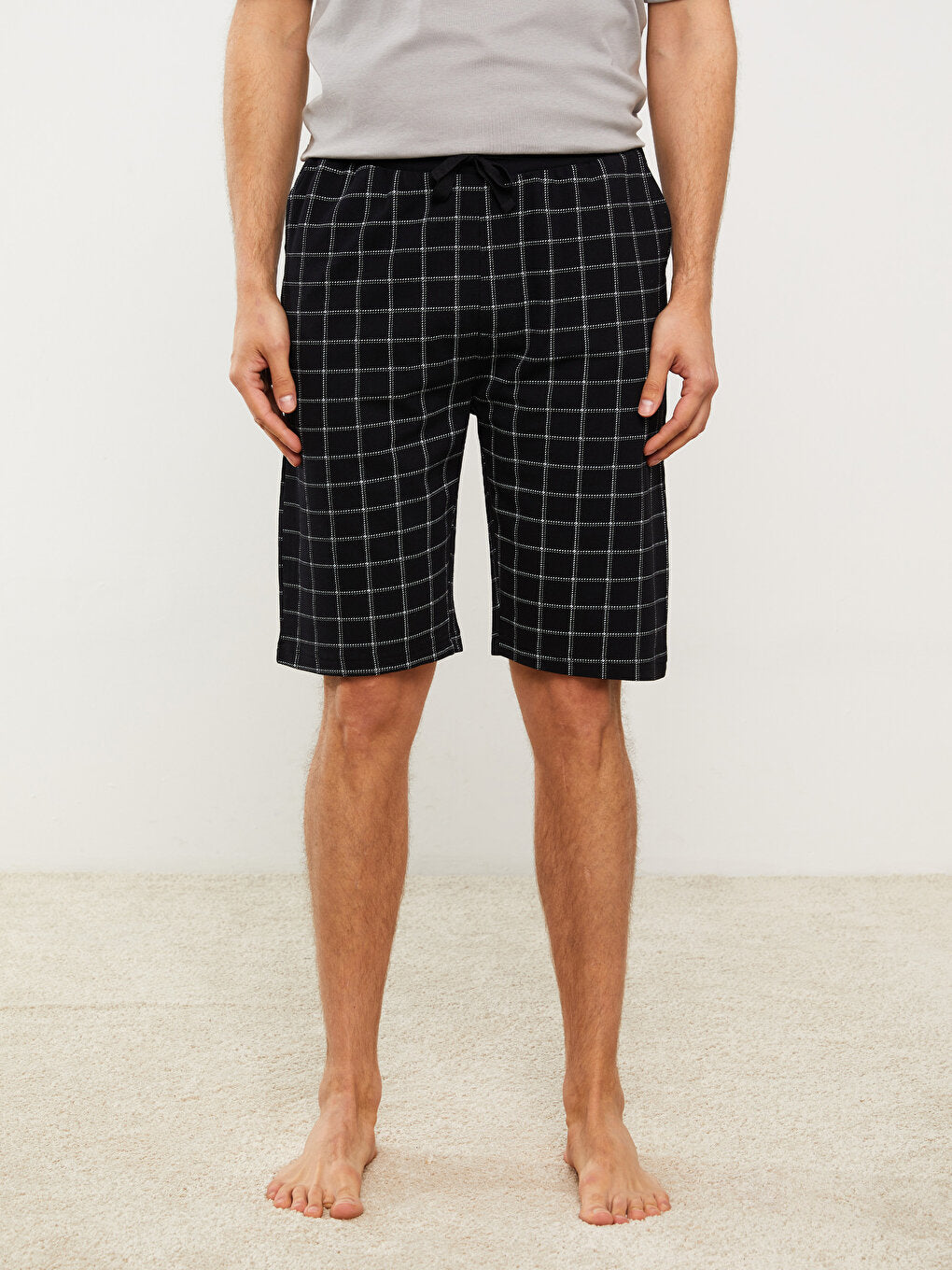 Standard Pattern Plaid Men's Pajama Bottom Shorts