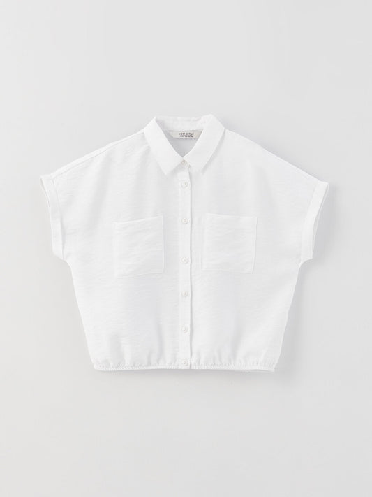 Basic Short Sleeve Girls Crop Shirt