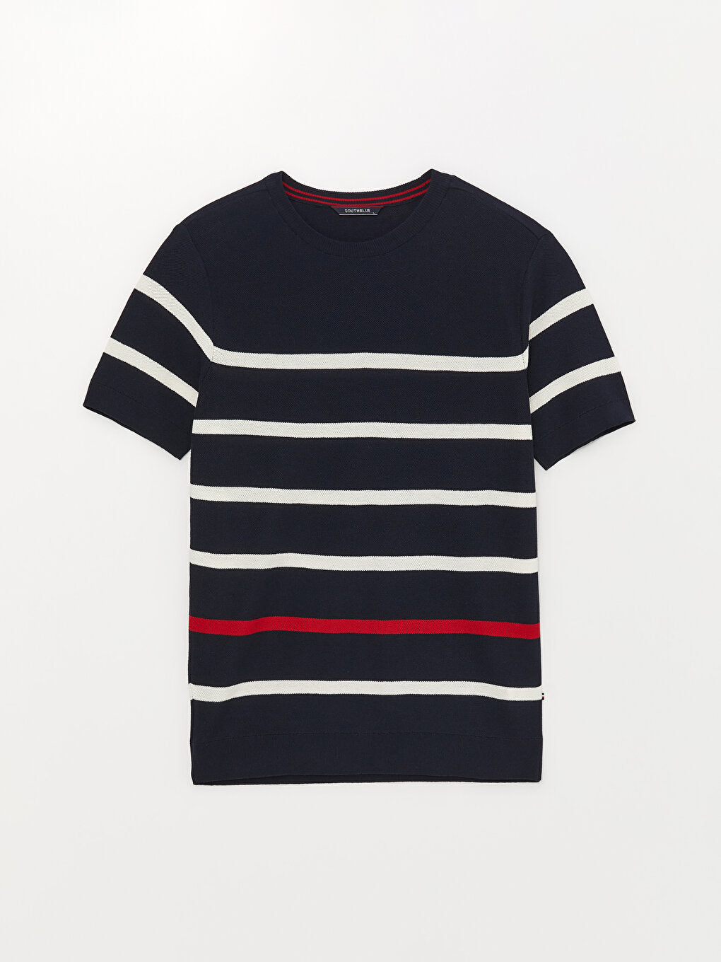 Crew Neck Short Sleeve Striped Men's Knitwear Sweater