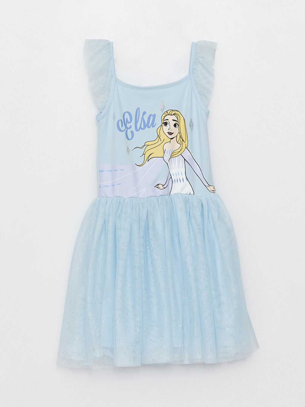 Crew Neck Elsa Printed Girl's Dress