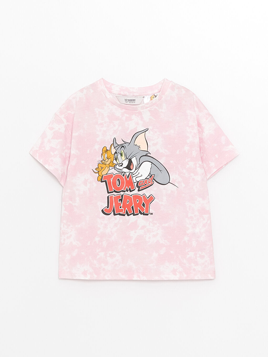 Crew Neck Tom and Jerry Printed Short Sleeve Girls' T-Shirt