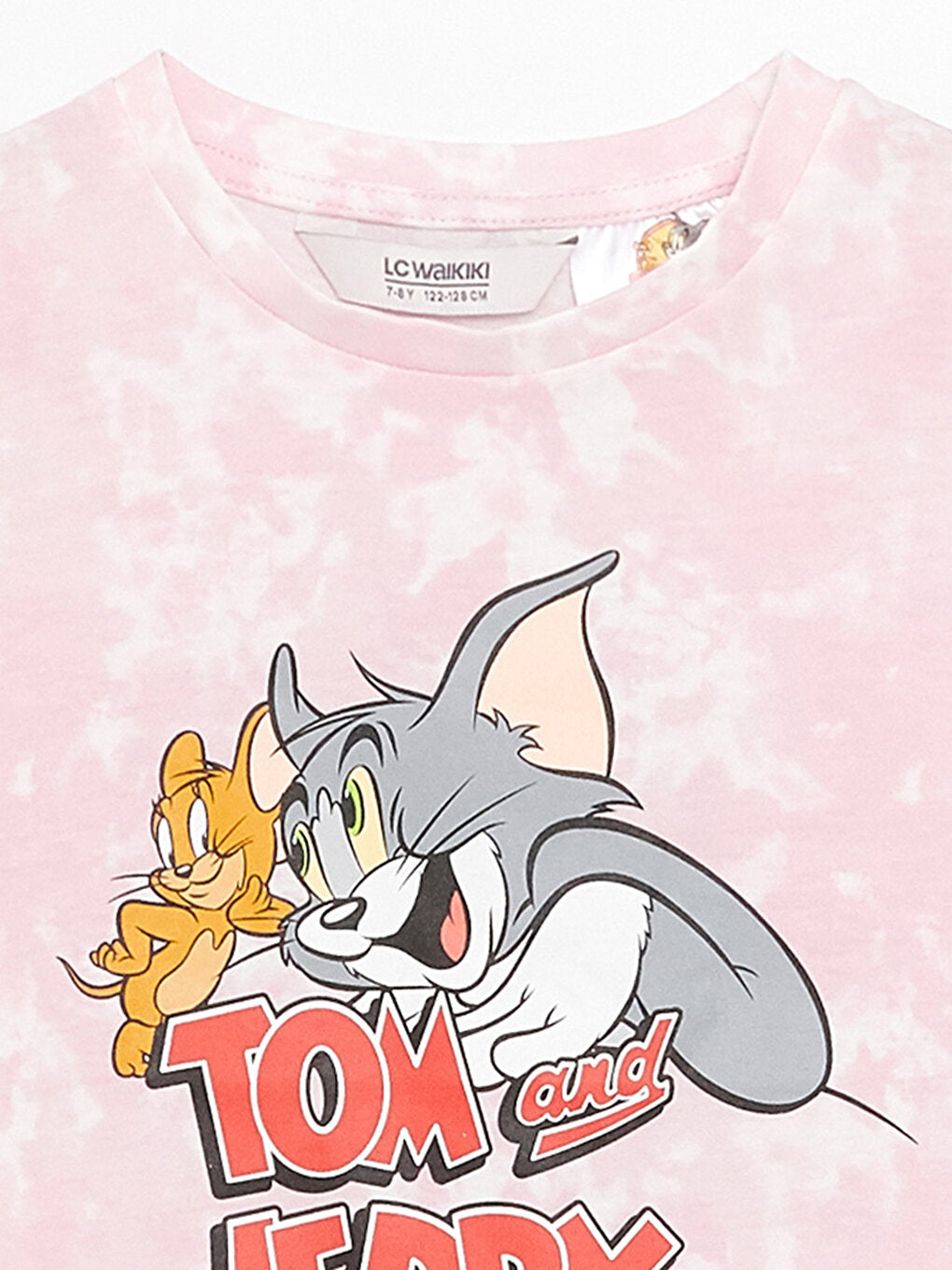 Crew Neck Tom and Jerry Printed Short Sleeve Girls' T-Shirt