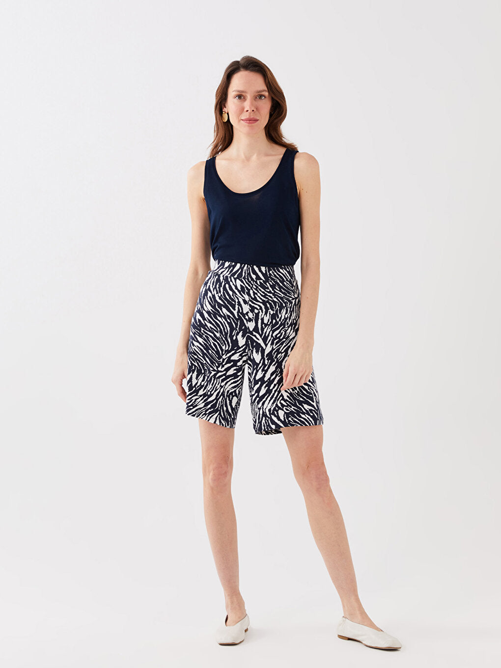 Women's Elastic Waist Patterned Shorts