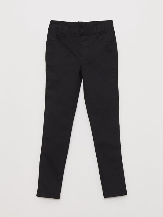 Basic Girl's Trousers with Elastic Waist