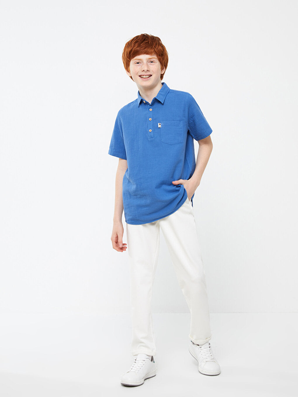 Basic Boy's Trousers with Elastic Waist