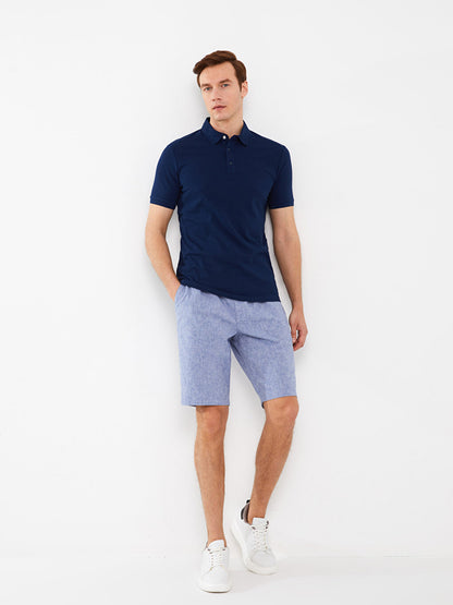 Standard Fit Linen Blend Men's Bermuda Shorts