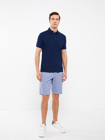 Standard Fit Linen Blend Men's Bermuda Shorts