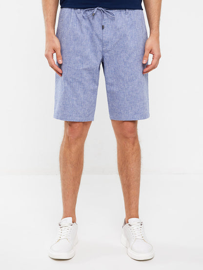 Standard Fit Linen Blend Men's Bermuda Shorts