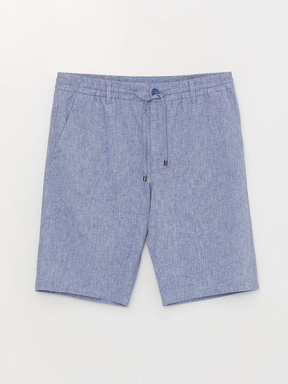 Standard Fit Linen Blend Men's Bermuda Shorts