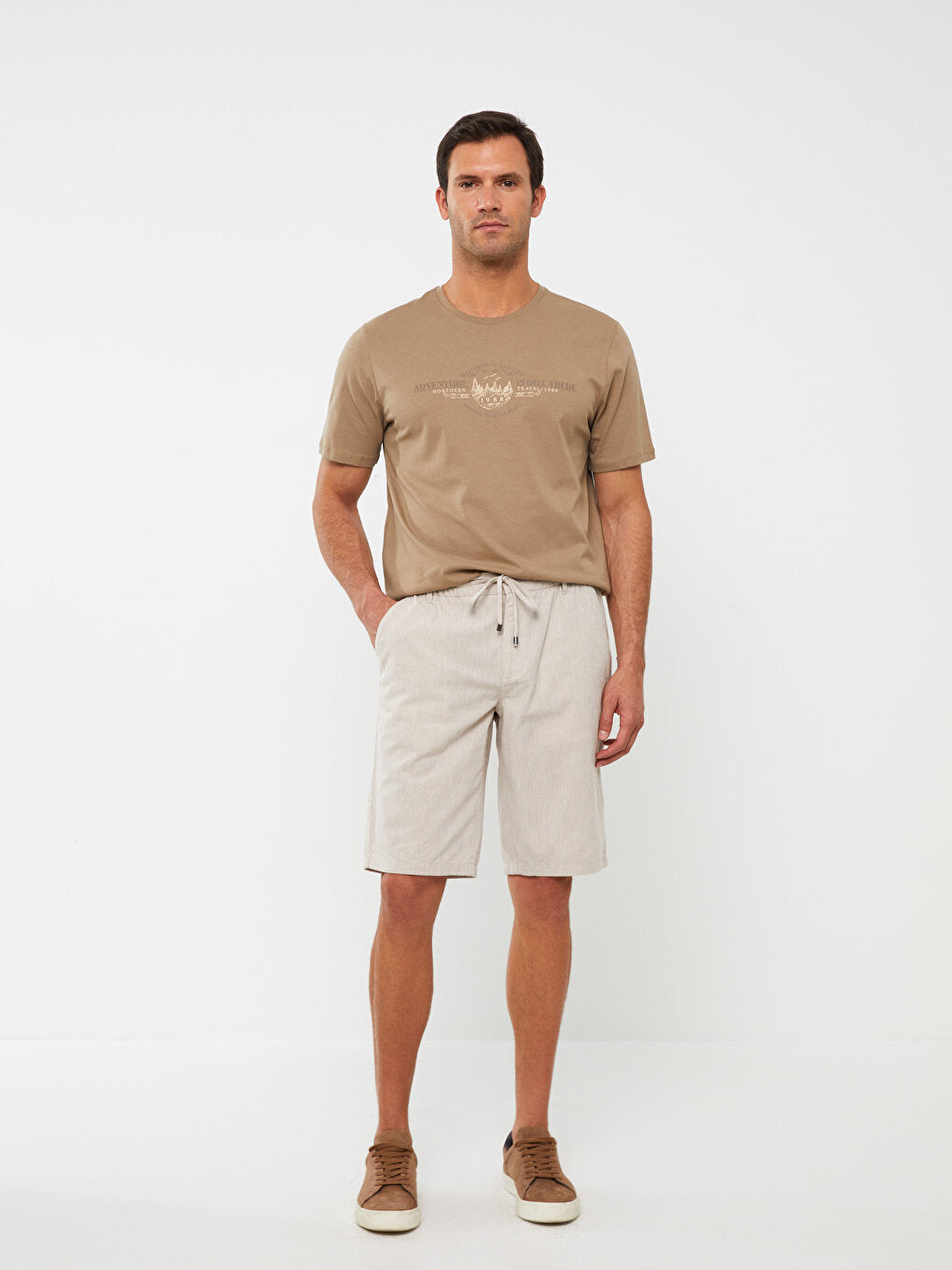 Standard Fit Linen Blend Men's Bermuda Shorts