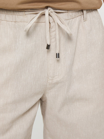 Standard Fit Linen Blend Men's Bermuda Shorts