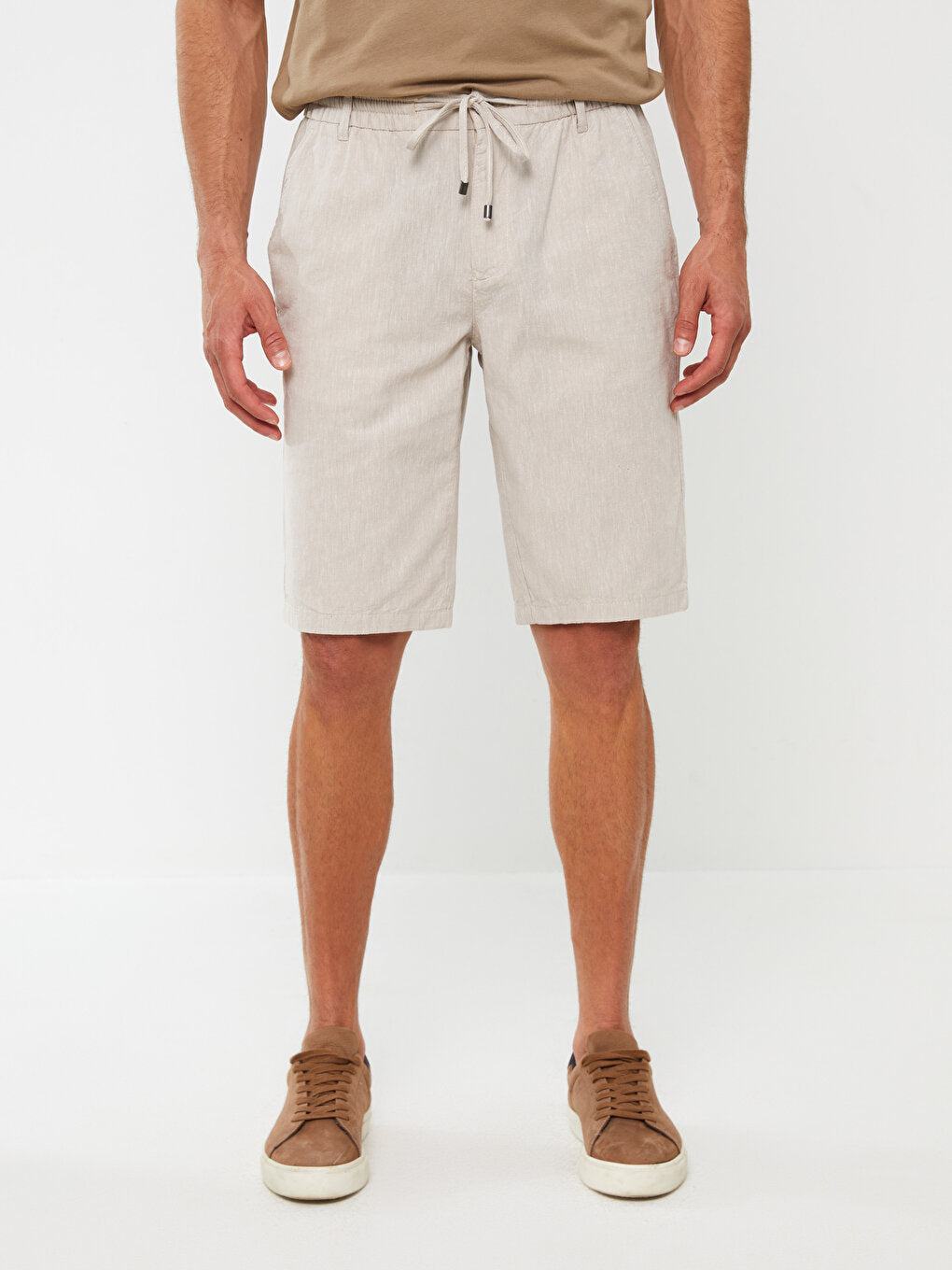 Standard Fit Linen Blend Men's Bermuda Shorts