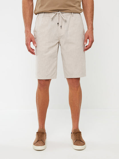 Standard Fit Linen Blend Men's Bermuda Shorts