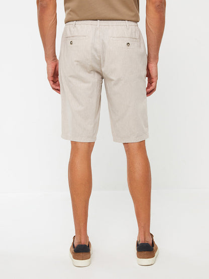 Standard Fit Linen Blend Men's Bermuda Shorts