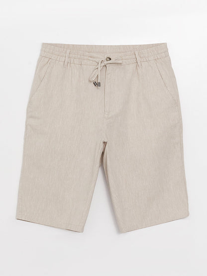 Standard Fit Linen Blend Men's Bermuda Shorts