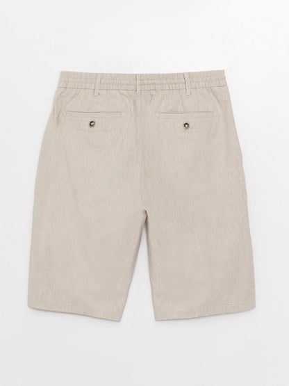 Standard Fit Linen Blend Men's Bermuda Shorts