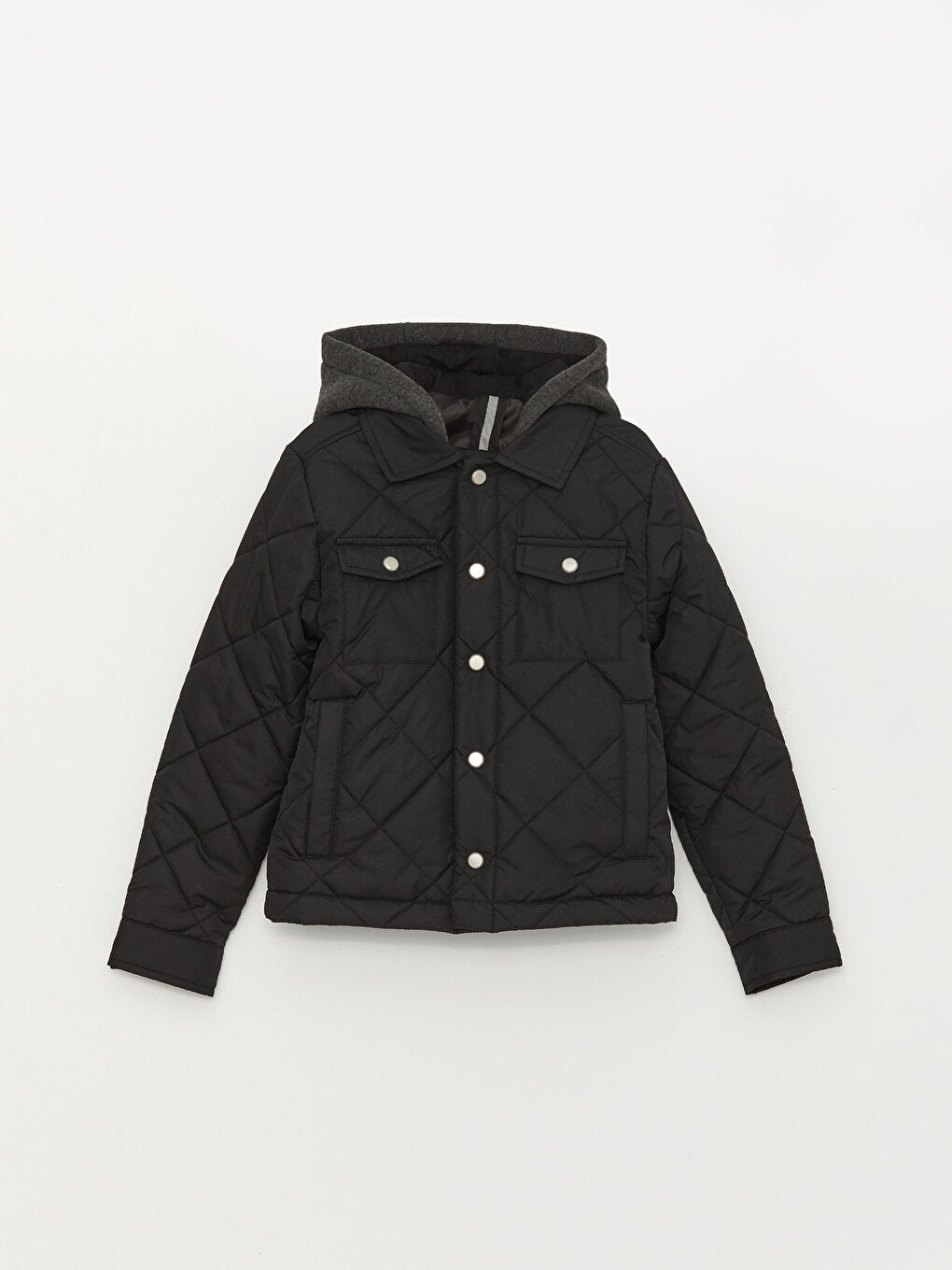 Hooded Quilted Patterned Boy's Coat