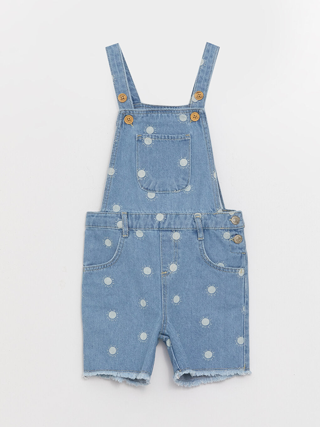 Square Neck Printed Strap Girls Jean Salopet