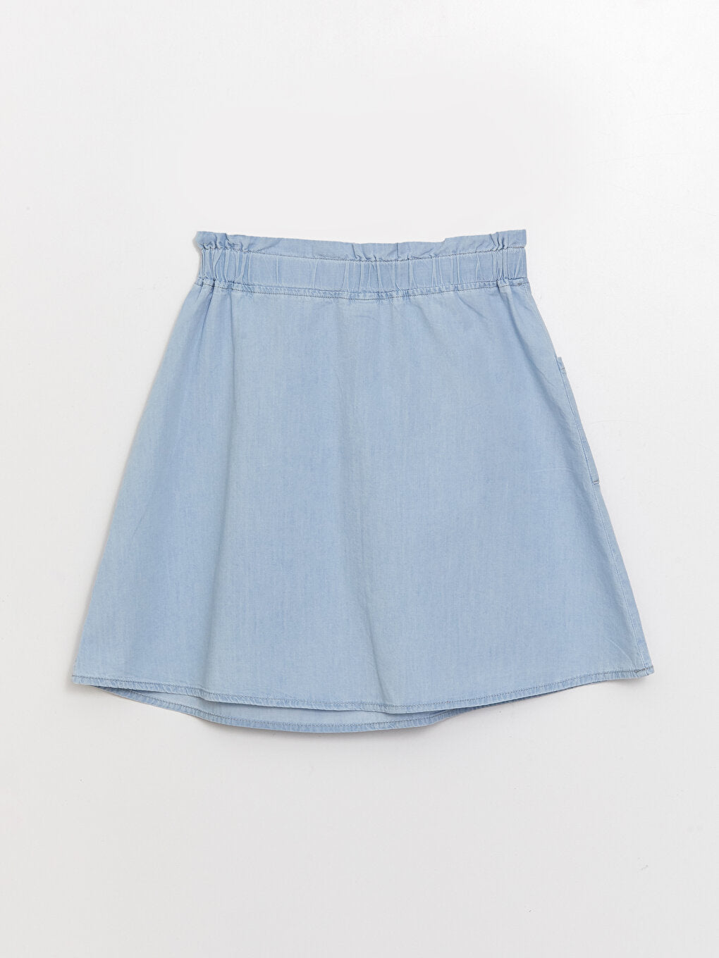 Embroidered Girl's Jean Skirt with Elastic Waist