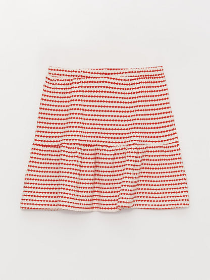 Patterned Girl's Skirt with Elastic Waist