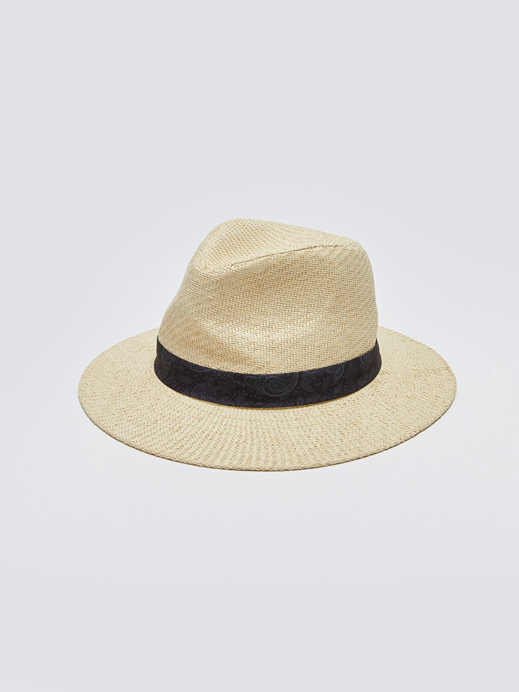 Men's Straw Fedora Hat with Piping