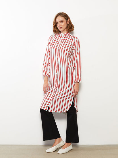 Judge Collar Striped Long Sleeve Women's Tunic