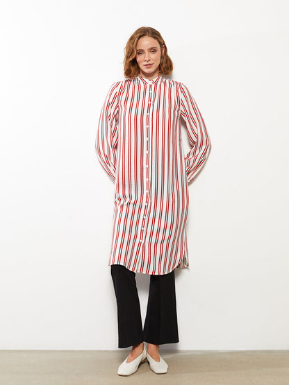 Judge Collar Striped Long Sleeve Women's Tunic