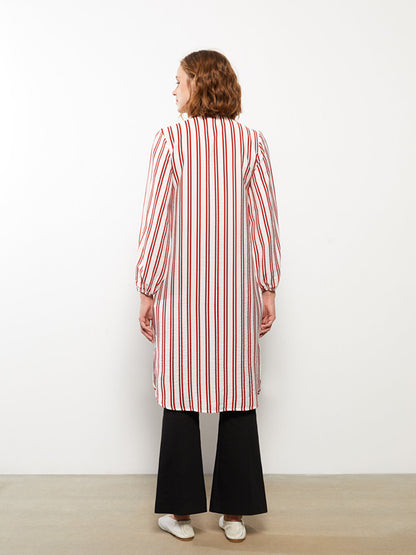 Judge Collar Striped Long Sleeve Women's Tunic