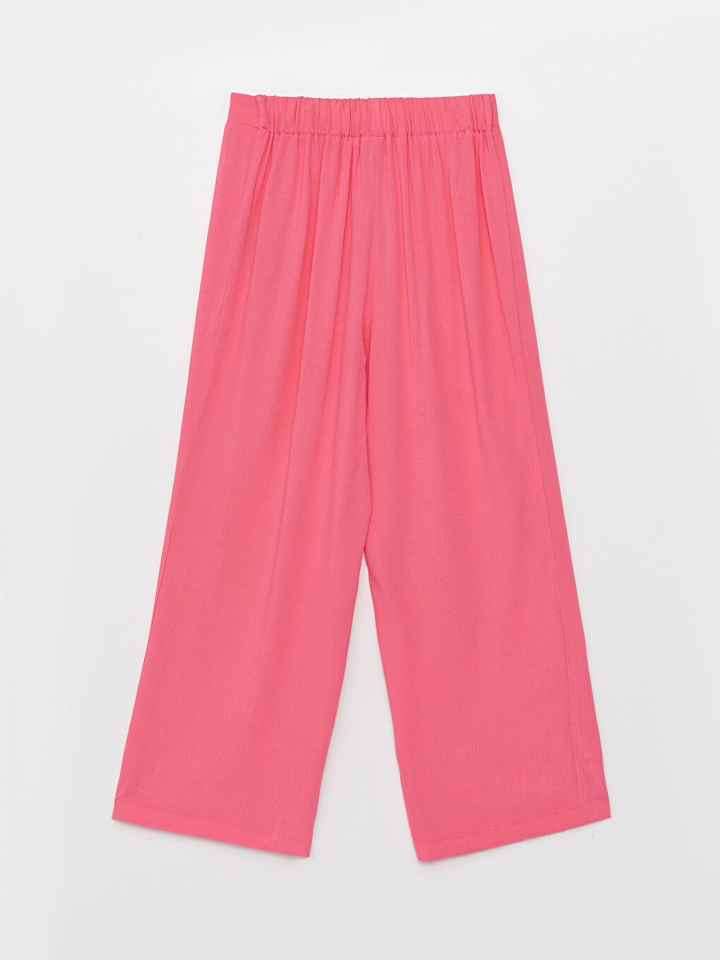 Basic Wide Leg Girls' Trousers with Elastic Waist