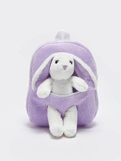 Girl's Backpack with Plush Rabbit Figure