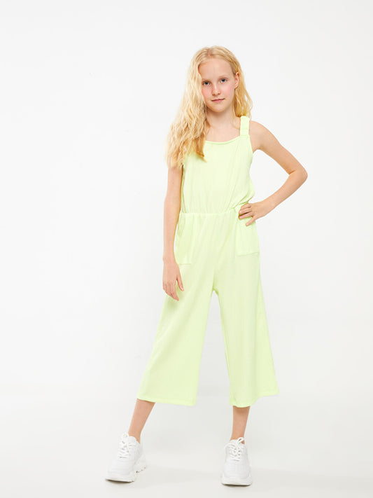 Square Neck Basic Strappy Girl's Jumpsuit