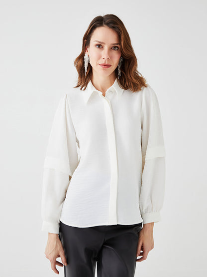 Hidden Button Closure Long Sleeve Women's Shirt