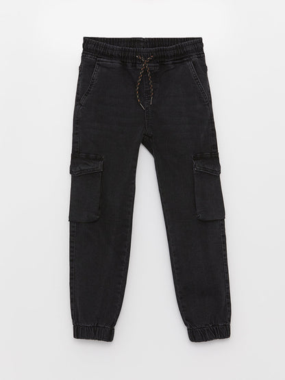 Basic Boy's Jean Jogger Trousers with Elastic Waist